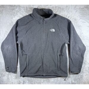 The North Face Jacket Mens Large Gray Full Zip Fleece Pockets Logo Embroidered